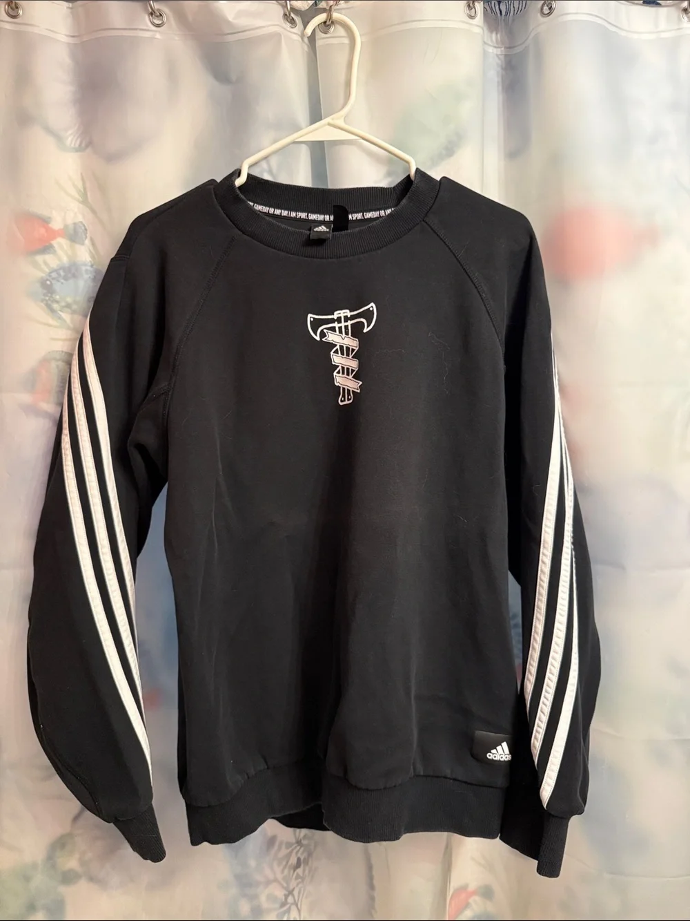 Tin man elite adidas Black Sweatshirt with White Sleeve Stripes